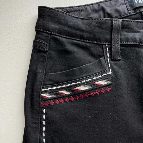 Anthropologie Paige Amberly High Rise Skinny Jeans size 25 Black Embroidered - Picture 9 of 12